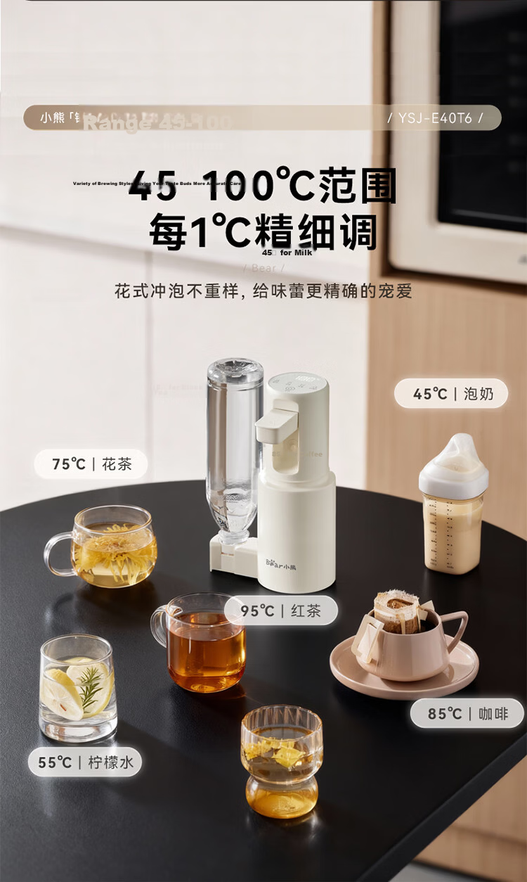 Bear Instant Hot Water Dispenser Direct Drinking Machine Thermostatic Kettle Portable Desktop Mini Water Heater Travel Essential Dormitory Gadget YSJ-E40T6 15