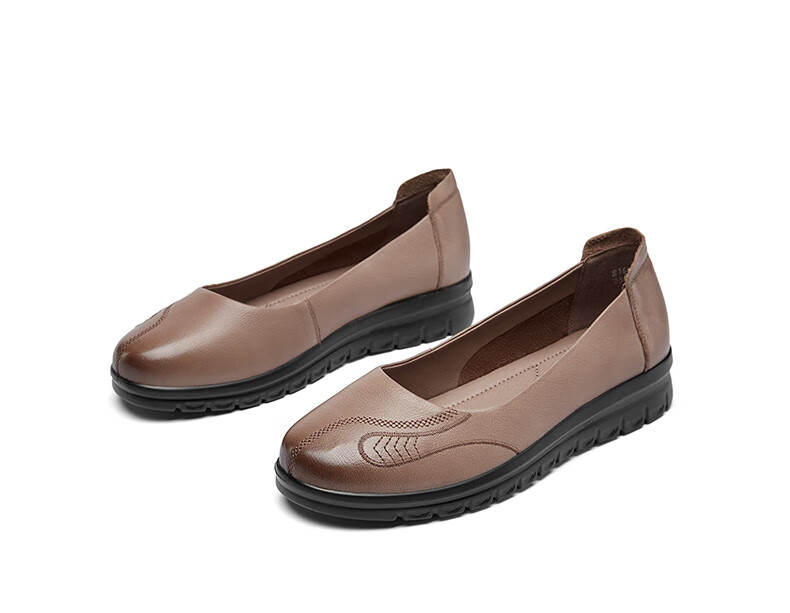 Eierkang Middle-aged and Elderly Women's Soft Sole Leather Shoes 16882W Off-white Size 39 40