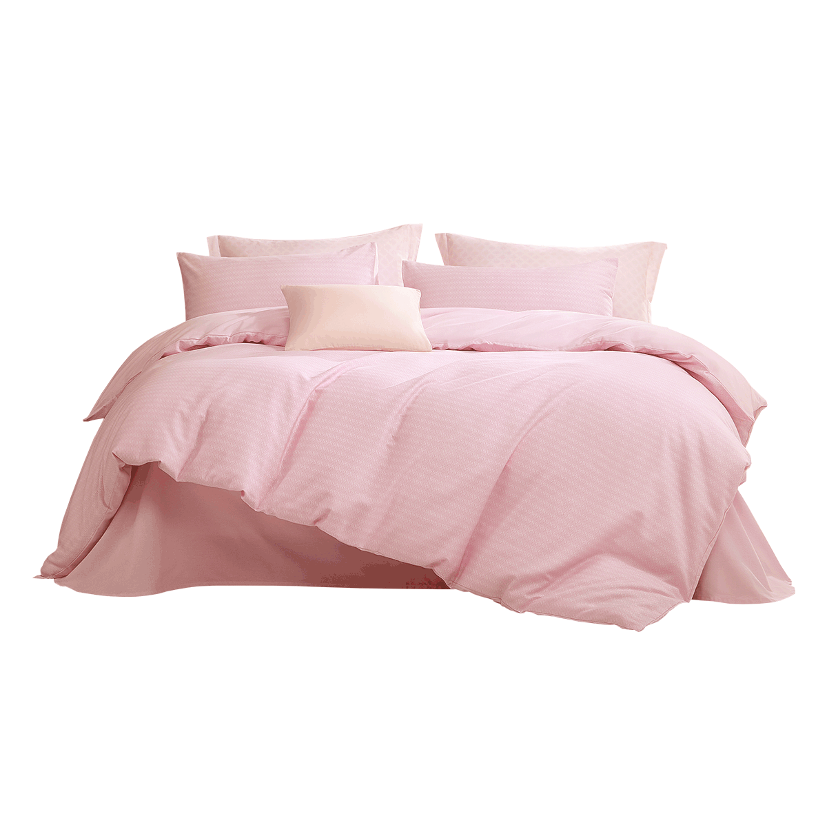 Fuanna Bedding Set 4-Piece Pure Cotton Double-Sided Brushed Thickened Warm Sheet Duvet Cover Single/Double 203x229cm Pink