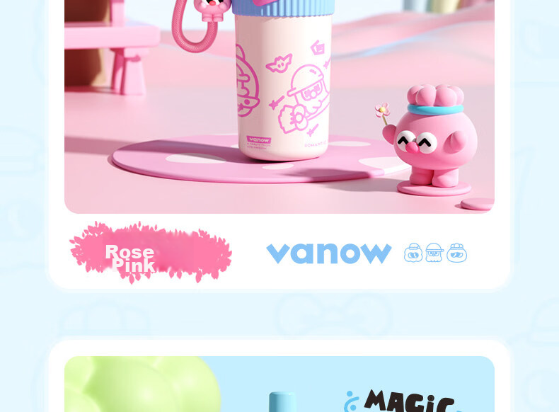 Vanow Kids Straw Insulated Water Bottle 2026 New High-Value Student Large Capacity Portable Cute Tumbler 24