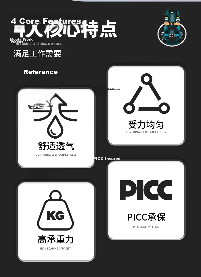 SHANDUAO High-Altitude Five-Point Full-Body Safety Harness New National Standard Air Conditioning Installation Outdoor Climbing Safety Rope Set AD9071 Mother and Child Buckle Separate Safety Harness 1