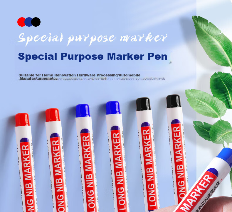 DiLe Long-Tip Marker Pen, Oil-Based Line Marker, Specially Designed for Tiles And Carpentry, Construction Site Use, Extended Deep Hole, Fine Line Drawing, Waterproof And Oil-Resistant Marking Pen, XN-317 Mixed Colors, Pack of 6 1