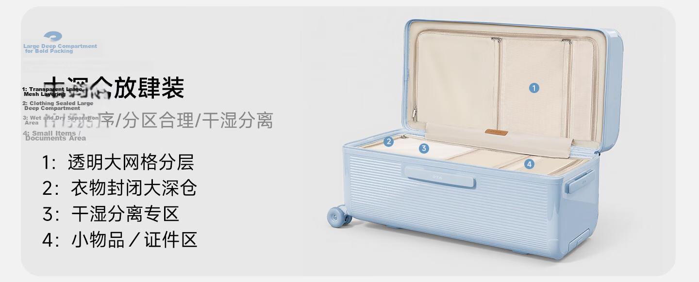 DTA Large Capacity Luggage Women New Travel Trolley Suitcase Durable Student Password Lock Men Yunting Blue 30 Inch 5