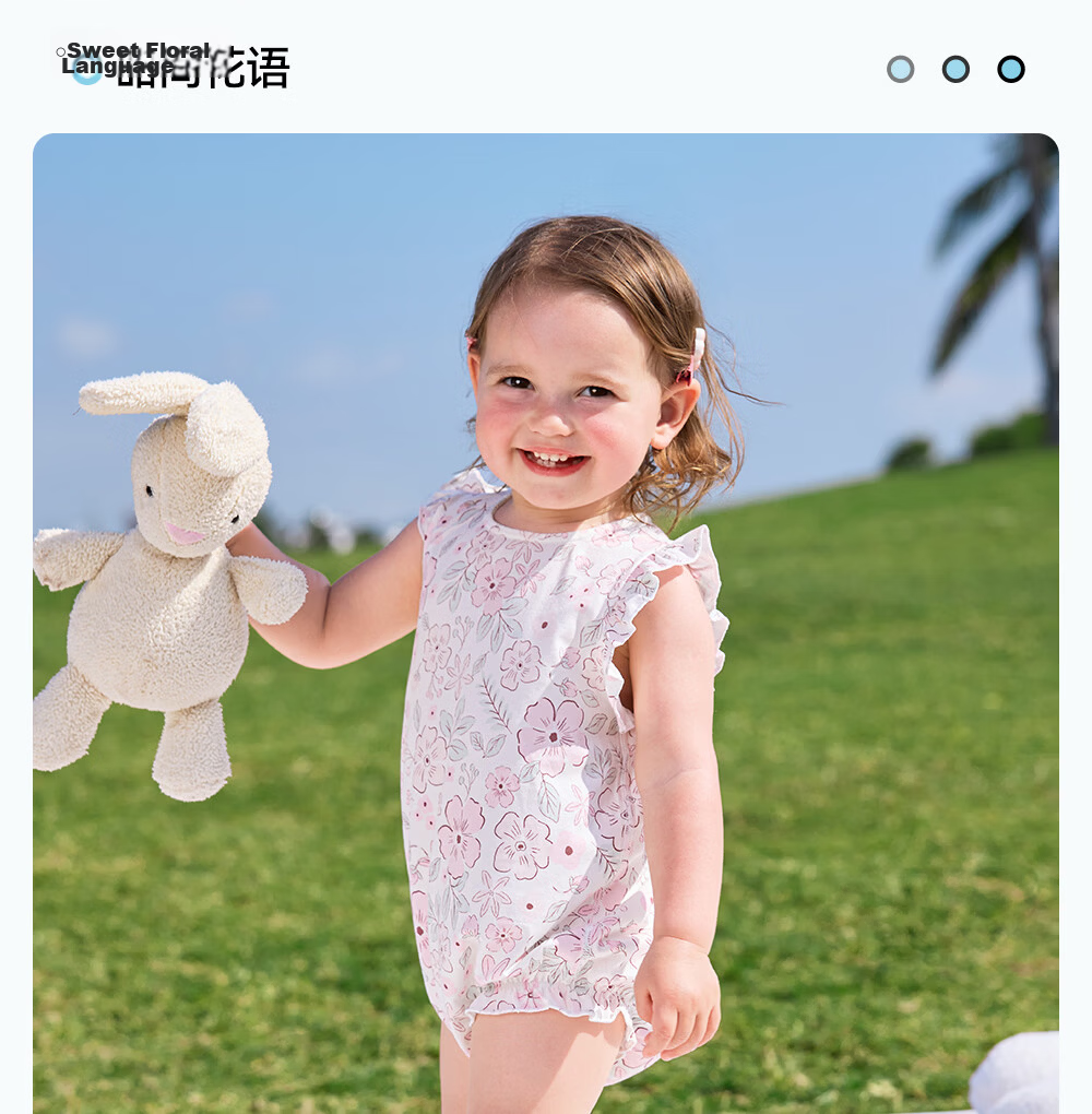 Betis Infant Romper Cute Triangle Summer Thin Modal Flutter Sleeve Bodysuit for Baby Girls 38