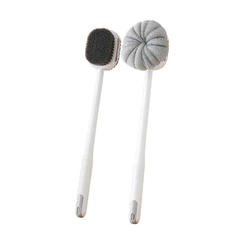 Sanli Bath Brush And Exfoliating Towel, 2-In Shower Scrubber with Long Handle for Back Scrubbing And Exfoliatio