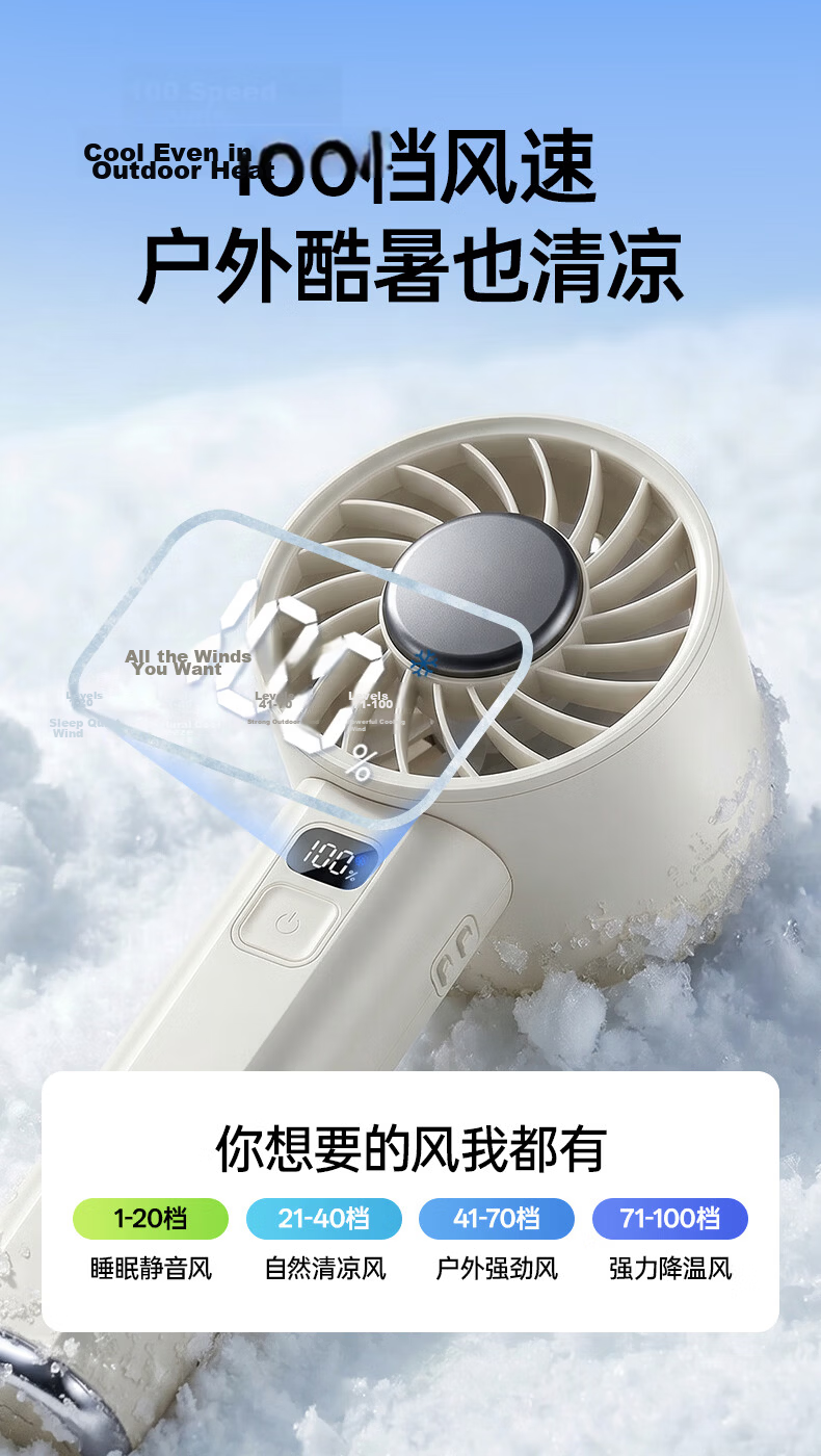 AUX Handheld Mini Fan Semiconductor Cooling Portable Quiet USB Fan 3C Certified Long Battery Life High-Speed Adjustable Dorm Desktop Fan 11