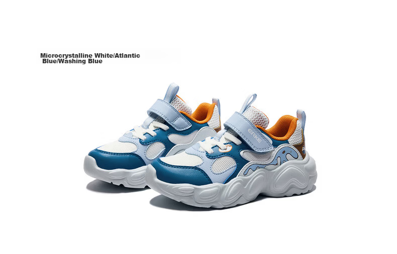 ERKE Kids Boys Casual Shoes Lightweight Breathable Toddler Sports Shoes Microcrystal White/Atlantic Blue/Washing Blue Size 26 39
