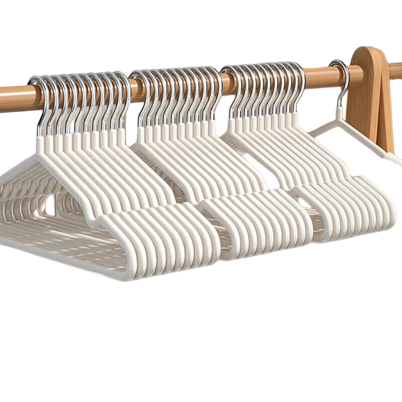 CHUSHE Household Non-Slip Hanger, No Trace Clothes Hanger, Thickened 70g, White, 10 Pieces, Suitable for Dry and Wet Clothes