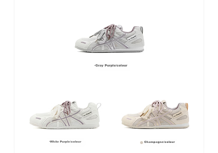 La Chapelle Summer New Breathable Mesh Flat Shoes for Women Sweat-Absorbing Non-Stuffy Non-Slip Sports Shoes Champagne Color Size 36 5