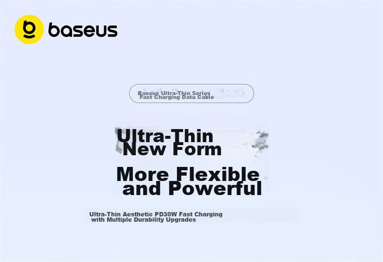 Baseus Apple Charging Cable PD30/20W Fast Charge Ultra-thin Type-C to Lightning Data Cable for iPhone 14/13 Pro Max/12 1.2m White 1