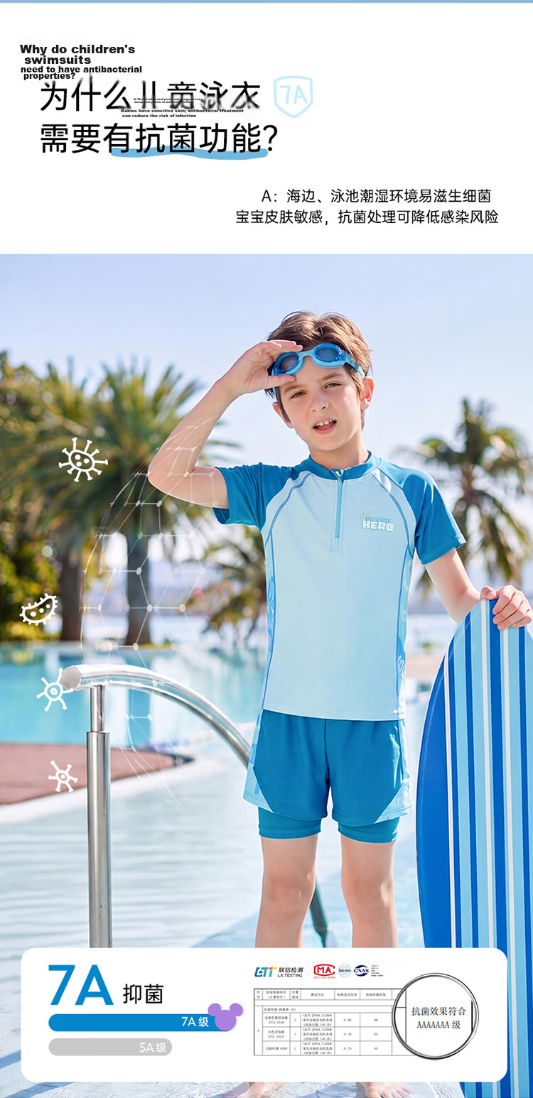 Disney Boys' Swimwear Two-Piece Set Short Sleeve Shorts D36068S2I Blue Spiderman Size 120 5