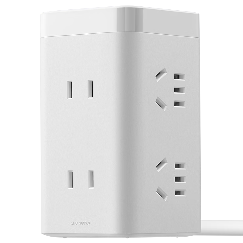 BULL Cube Power Strip, Extension Cord/Power Bar/Surge Protector, GNV-UE2240, White Cube Design, 6 Outlets, 3 Meters Long with Master Switch