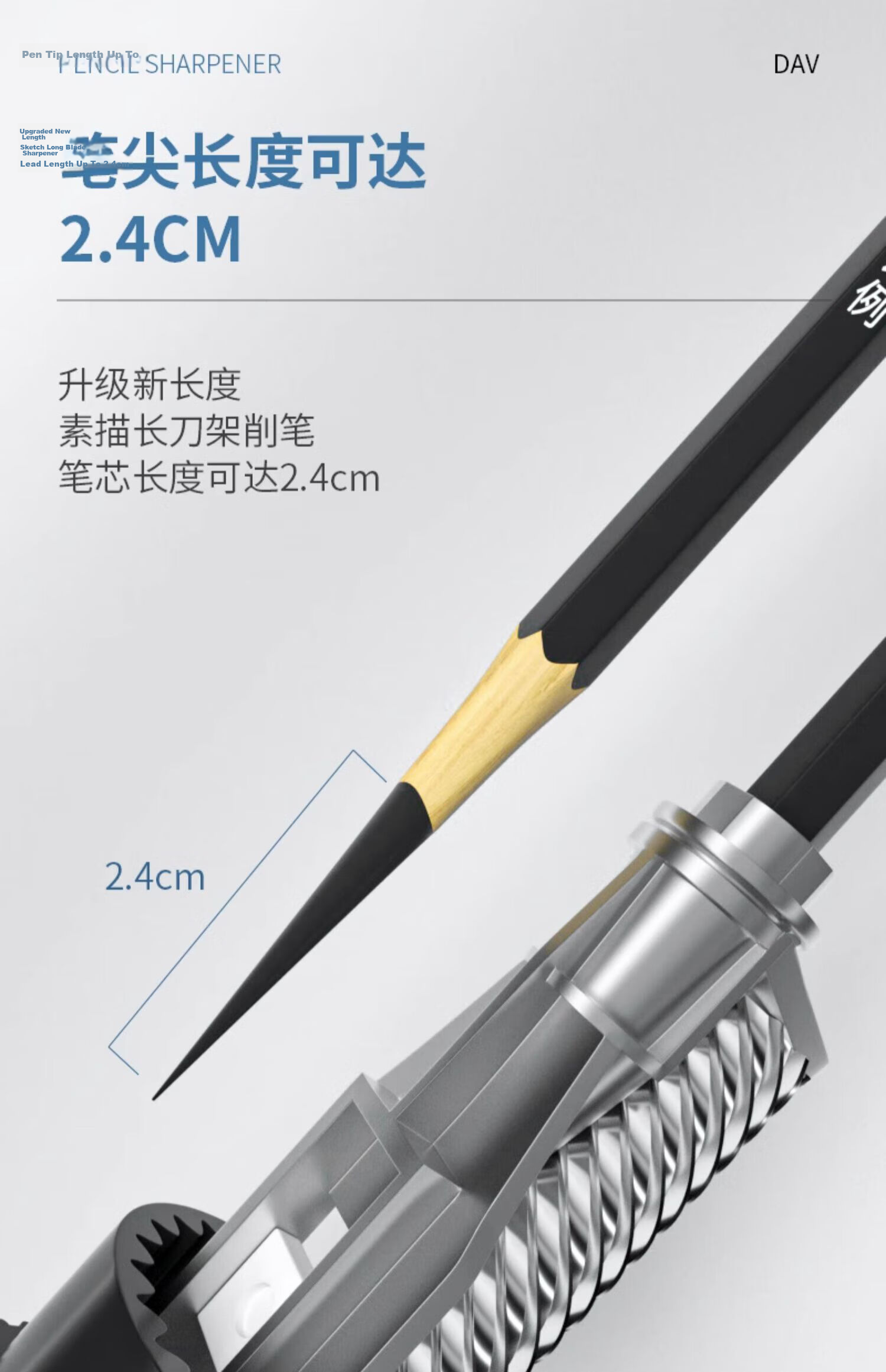 DaV Pencil Sharpener New V5 Vibrating Gold Dav Sketch Sharpener Small V Sketching Charcoal Pencil Lead Colored Pencil Dedicated Rotary Pencil Sharpener Art Student Special Writing Long Pencil Core Hand-Cranked Rotary Pencil Sharpener 8