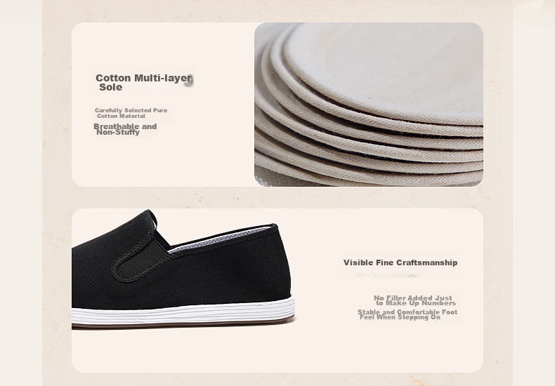 Taiheyuan Old Beijing Cloth Shoes Graphene Odor-Resistant Antibacterial Comfortable Breathable Non-Slip Wear-Resistant Cowhide Sole Traditional Layered Sole Cloth Shoes 10