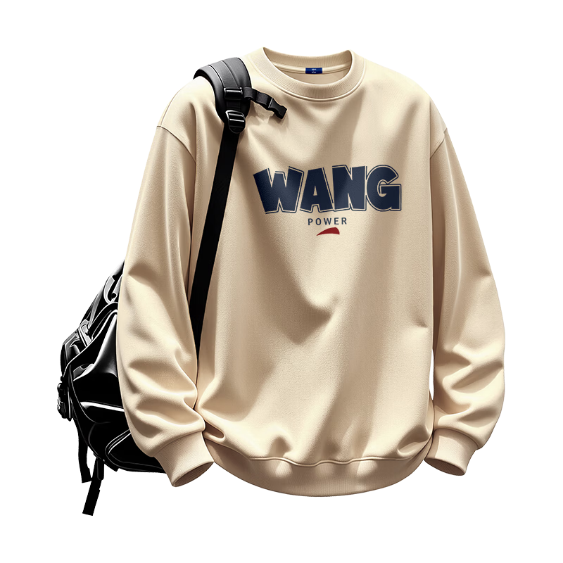 GENIOLAMODE Men's Hoodie, Autumn 2026 Latest Style, No Hood, Trendy Letter Print, Long-Sleeve T-Shirt, Pullover Sweatshirt