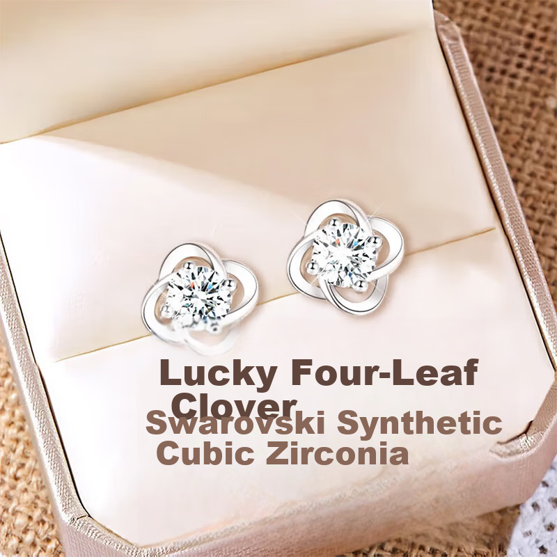 GLTEN Swarovski Zircon Four-Leaf Clover 999 Silver Earrings 2026 New Birthday Qixi Valentine's Day Gift for Girlfriend