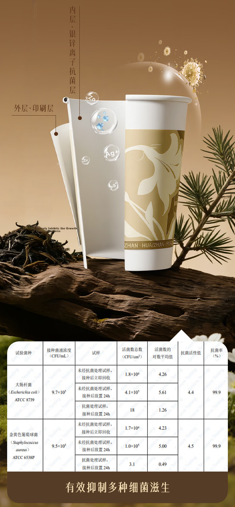 Deli Disposable Thickened Food-Grade Bamboo Fiber Paper Cups 230ml [50pcs] 3