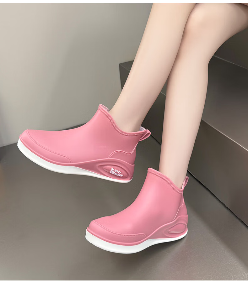 Warrior Women's Short Rain Boots Low Cut Waterproof Non-Slip Fishing Chef Shoes 3533 Pink Size 38 10
