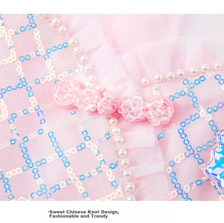 Disney Summer Princess Dress Girls Festival Gift Chinese Style Pink New Chinese Dress Size 120 19