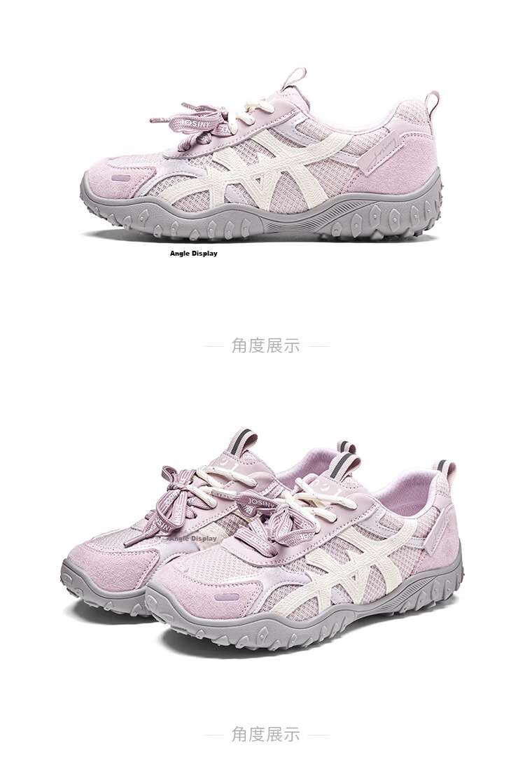 Zhuoshini Women's Mesh Breathable German Shepherd Shoes 2026 Summer New Thick-soled Sports Agan Shoes Versatile White Sneakers Gray/Yellow Size 39 21