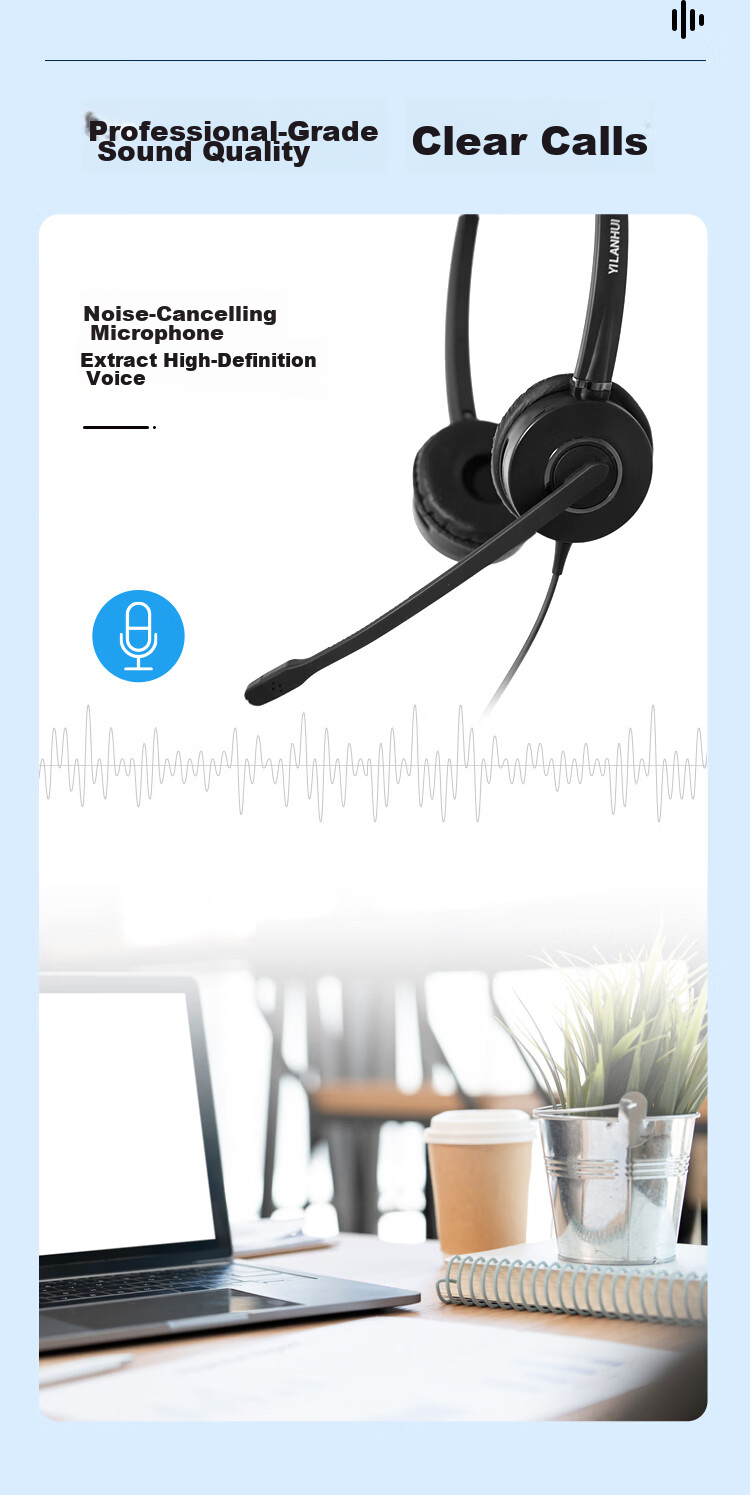 YILANHUI H116 TYPE-C/A Integrated Office Headset with Noise-Cancelling Microphone for Direct Computer Connection 3