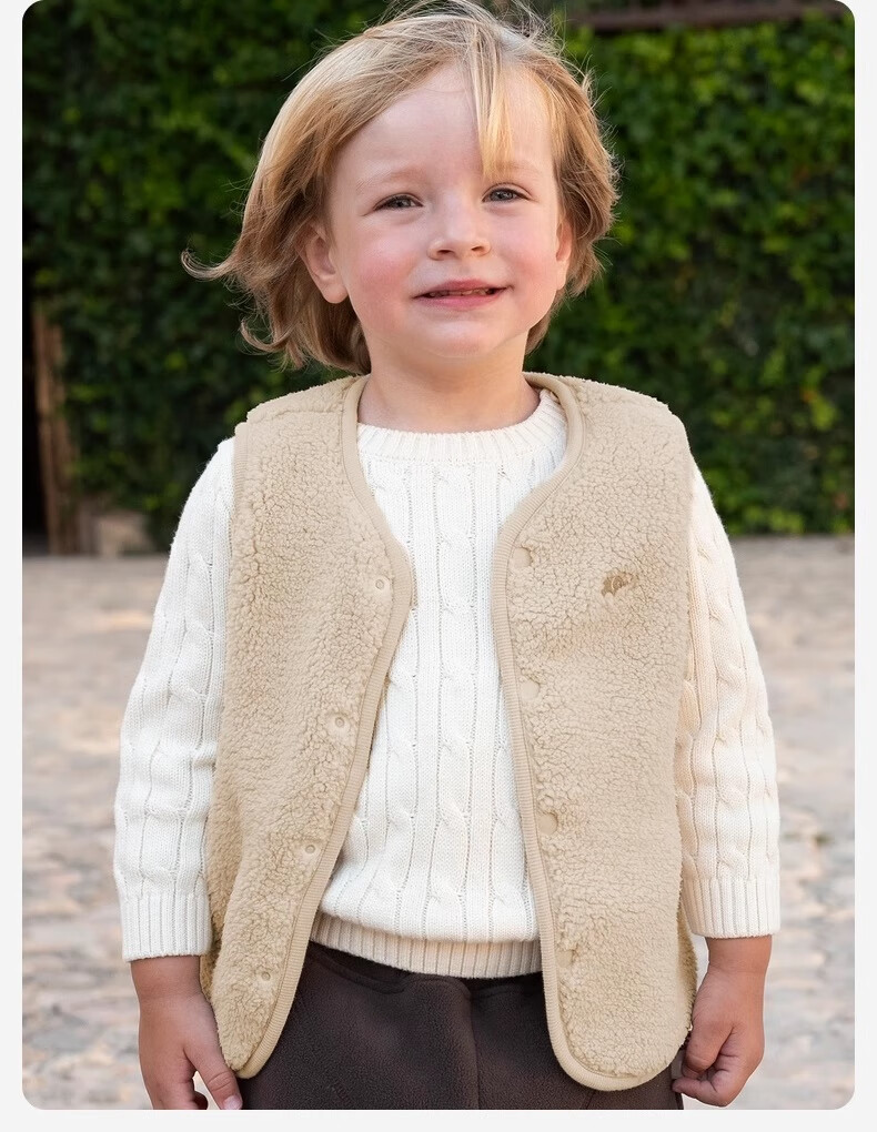 DAVE & BELLA Children's Vest, Reversible Faux Sherpa Waistcoat, Autumn And Winter Outerwear for Boys And Girls 10