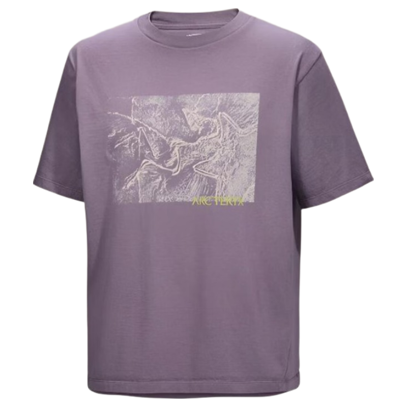 ARC'TERYX KRAGG COTTON LITHOGRAPHICA SS Men's Cotton Short Sleeve T-Shirt Fluorite Purple M