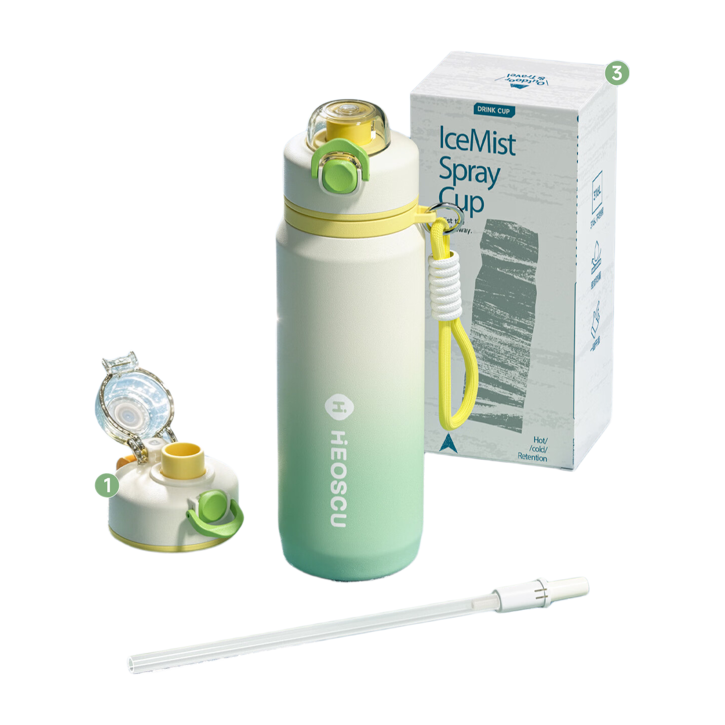 HEOSCU Spray Water Bottle Insulated Straw Cup for Boys and Girls Ages 6-12 Student School Sports Spray Water Cup