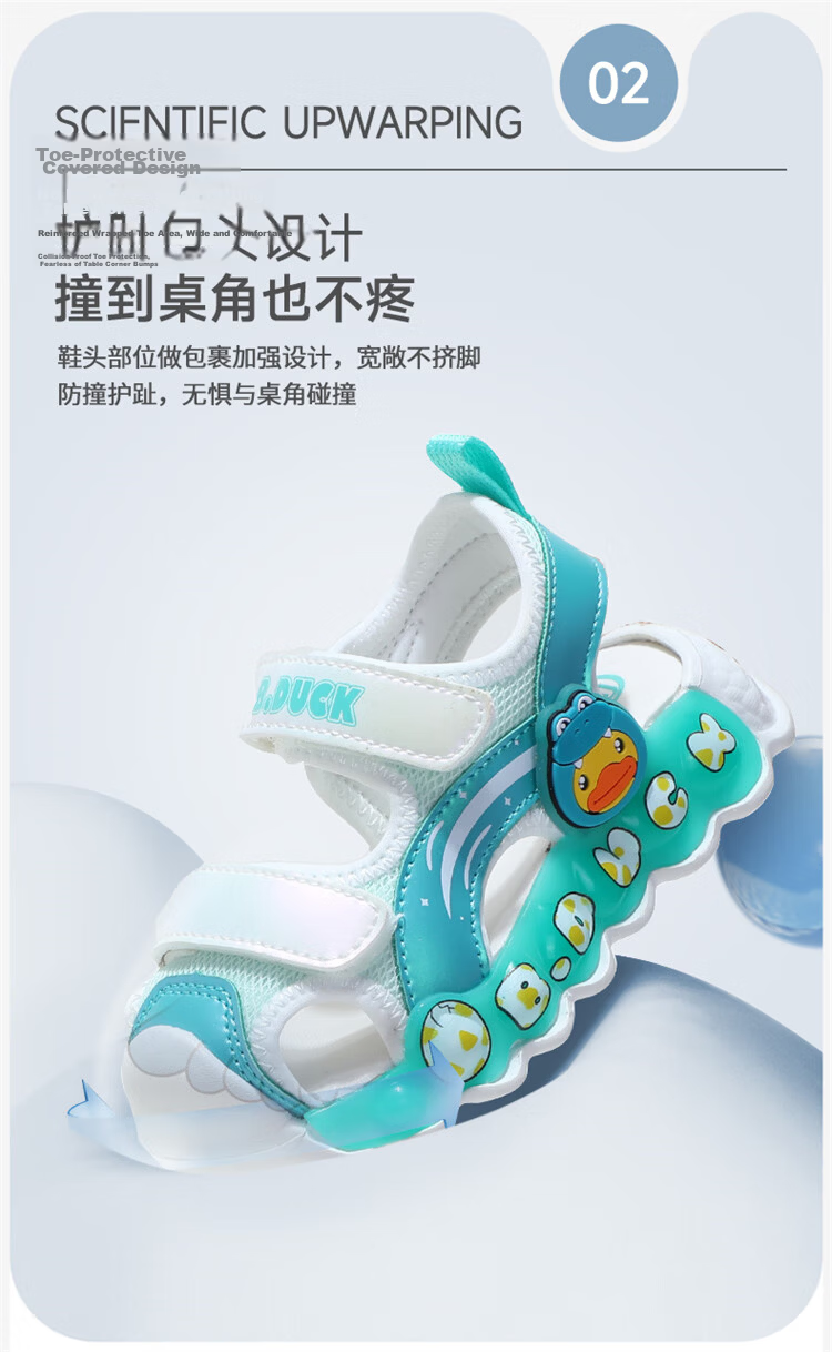 B.Duck Girls' Sandals, Summer Shiny Colorful Light-Up Shoes, Baby Closed-Toe Beach Shoes, 5017 Pink, Size 28 6