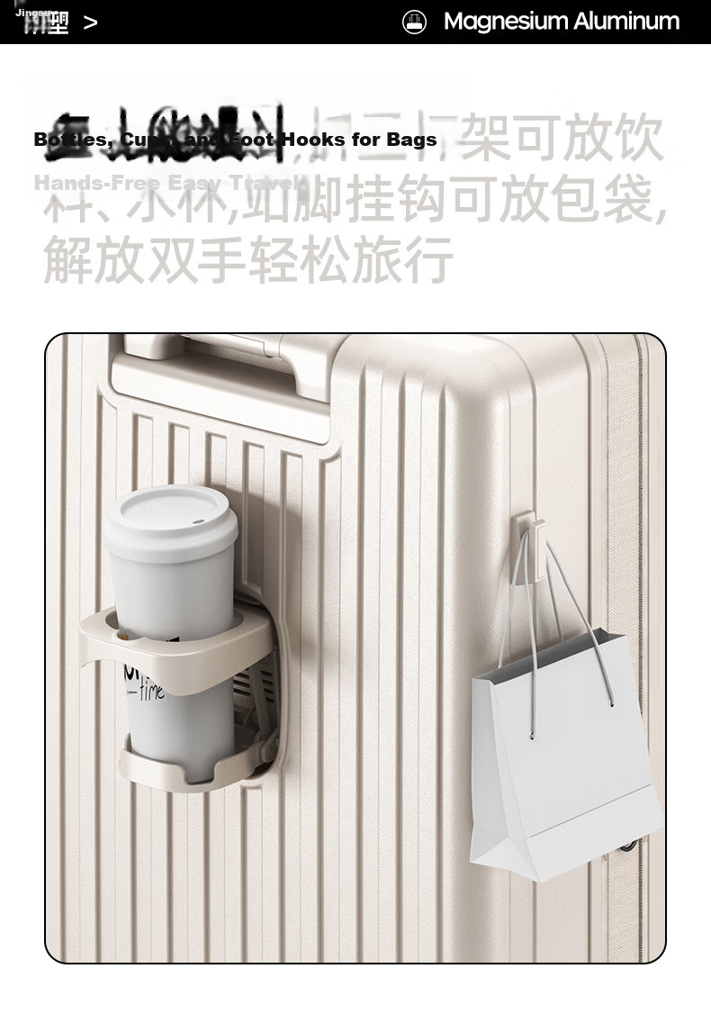 Jingsu Side-Opening Luggage Unisex Deep Compartment Expandable 26-Inch Trolley Suitcase Front-Opening Password Lock Leather Case 9