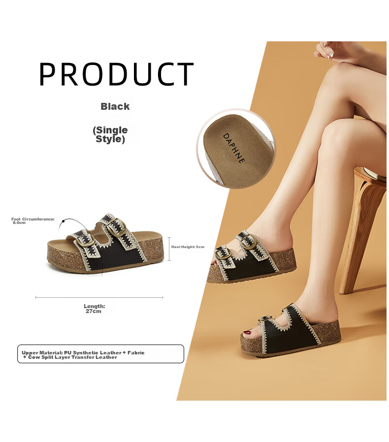 DAPHNE Women's Platform Birkenstock Sandals 2026 Summer New Trendy Height-Increasing Slip-On Beach Shoes 6