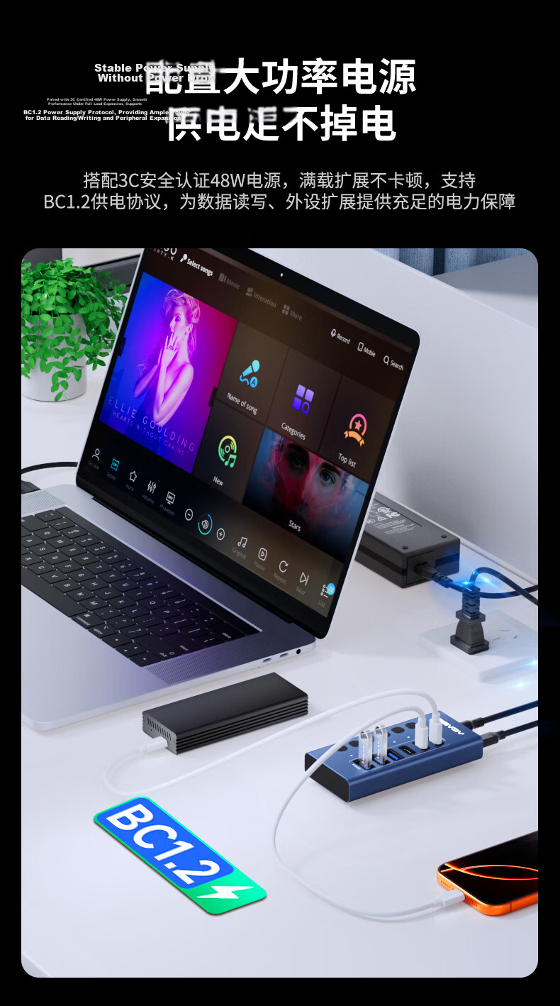 Acasis USB 3.2 Type-C 6-Port Hub Dock with Independent Switches, Multi-Control Expander for Apple MacBook HB06Pro 8
