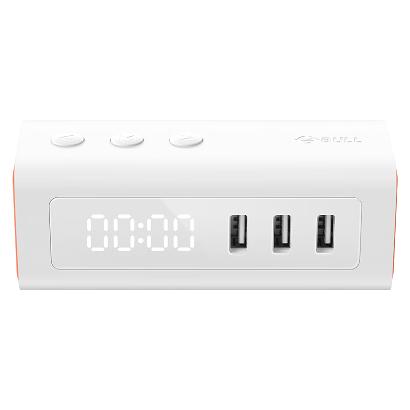 BULL Bedside USB Charging Socket with Alarm Clock/power Strip/power Bar/power Extension Cord GNV-UUP152, 2 Outlets with USB, Total Length 1.5 Meters