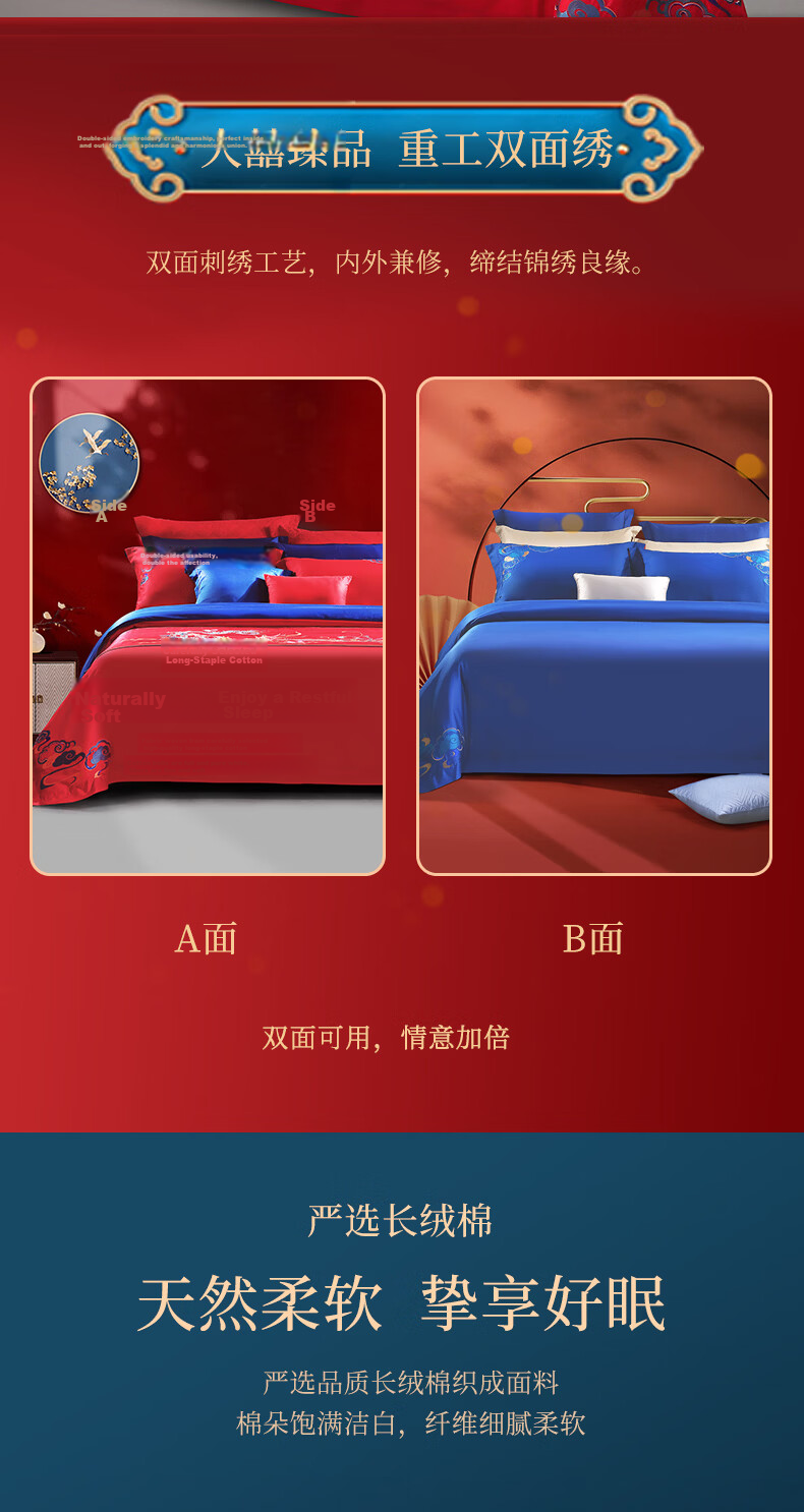 Fuanna Dragon and Phoenix Embroidered Wedding 6-Piece Set, Hundred Sons Jacquard Chinese Red Wedding Bedding, Dowry Gift for 1.5m Bed 10