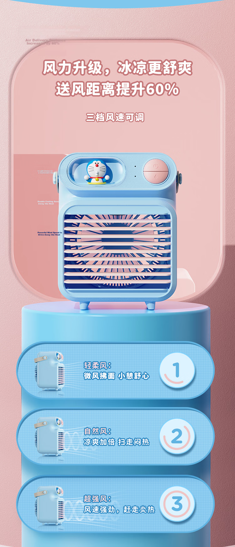 ROCK Crayon Shin-chan Desktop Fan Silent High Wind Power Plug-in Rechargeable Long Battery Life Office Home Small Slim Portable Cooling Electric Fan Green 5