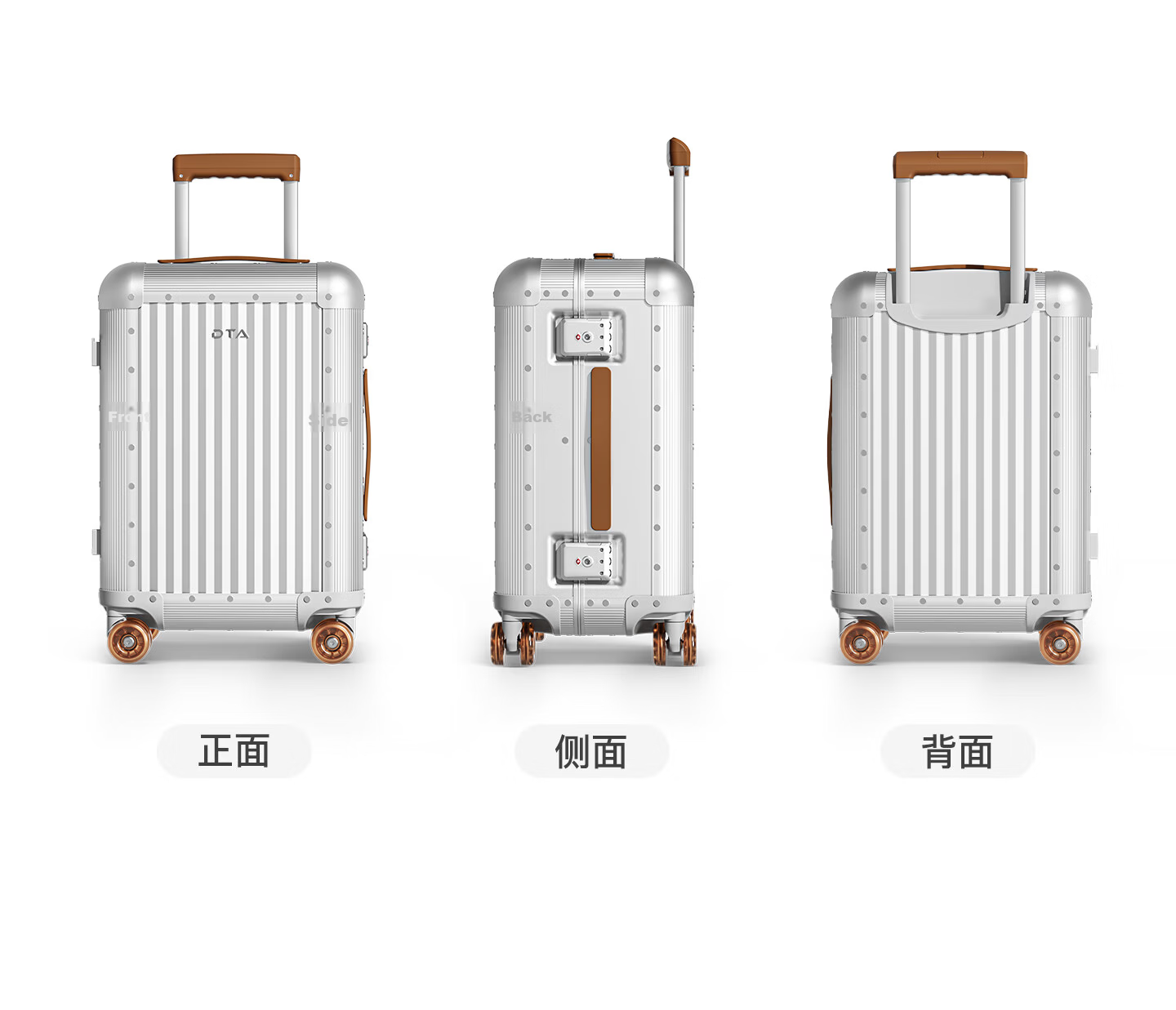 DTA Full Aluminum Magnesium Alloy Luggage Durable Unisex Carry-On Spinner Suitcase Business Travel Trolley Bag 20