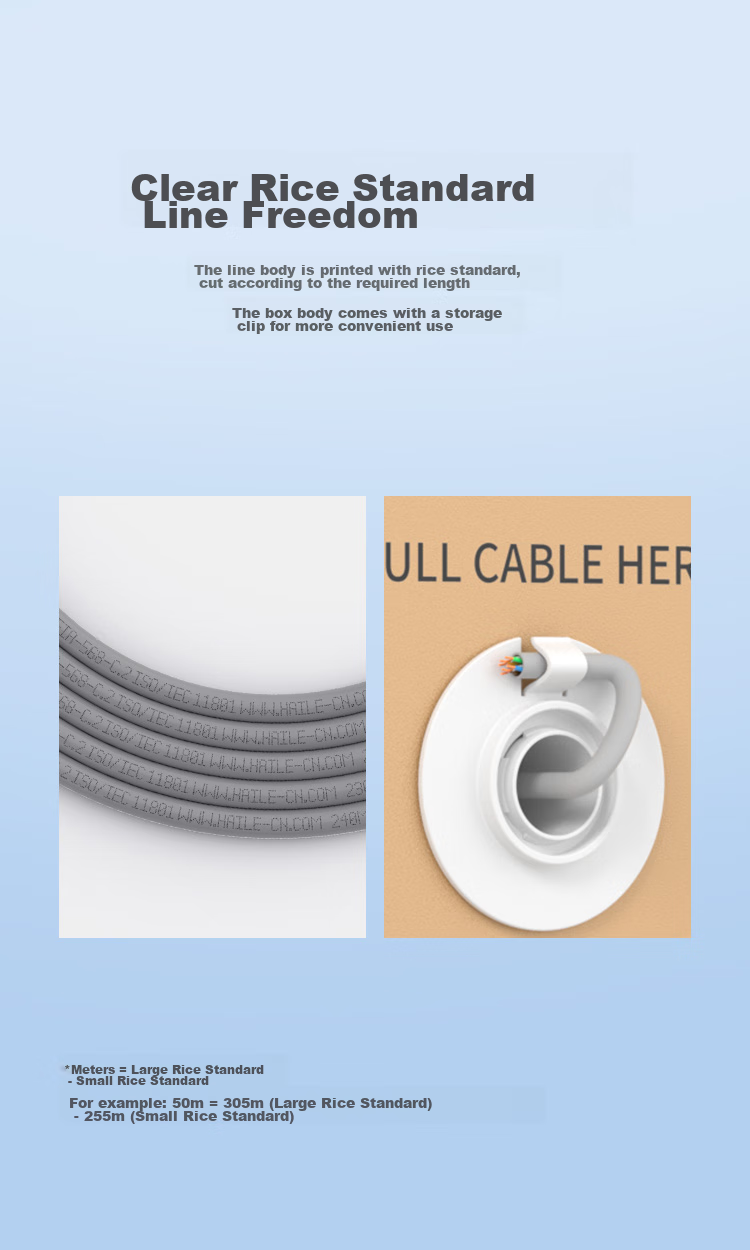 HAILE CAT5E Unshielded Twisted Pair Ethernet Cable, Gray, Oxygen-Free Copper, 0.5 Core, Supports POE Power Supply, Gray Color, 305 Meters 6