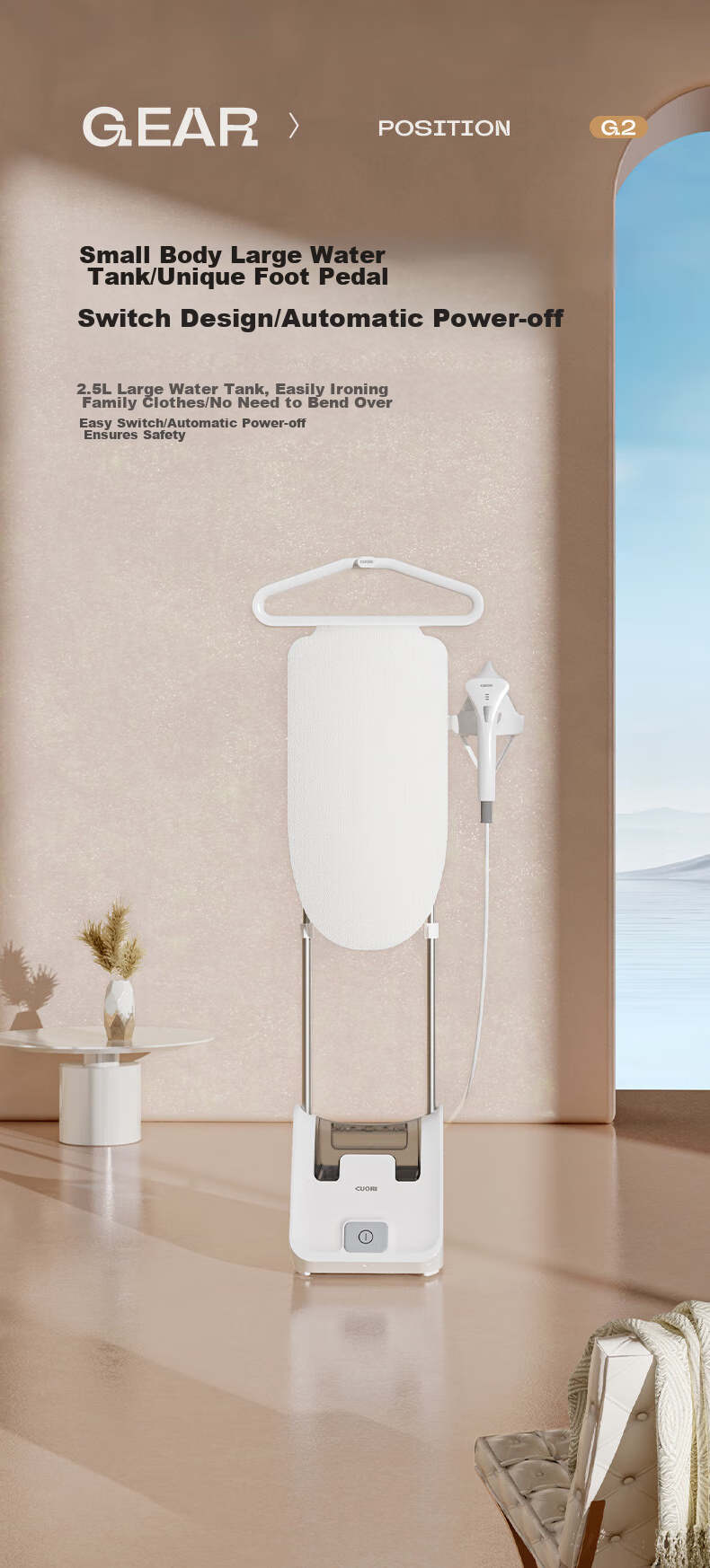 CuoRi Upright Garment Steamer, 140g/min Explosion Steam Tank, 2.5L [Healing-Style Ironing], Home Use Handheld Electric Iron, Dual-Rod Flat Hanging Iron G2 14