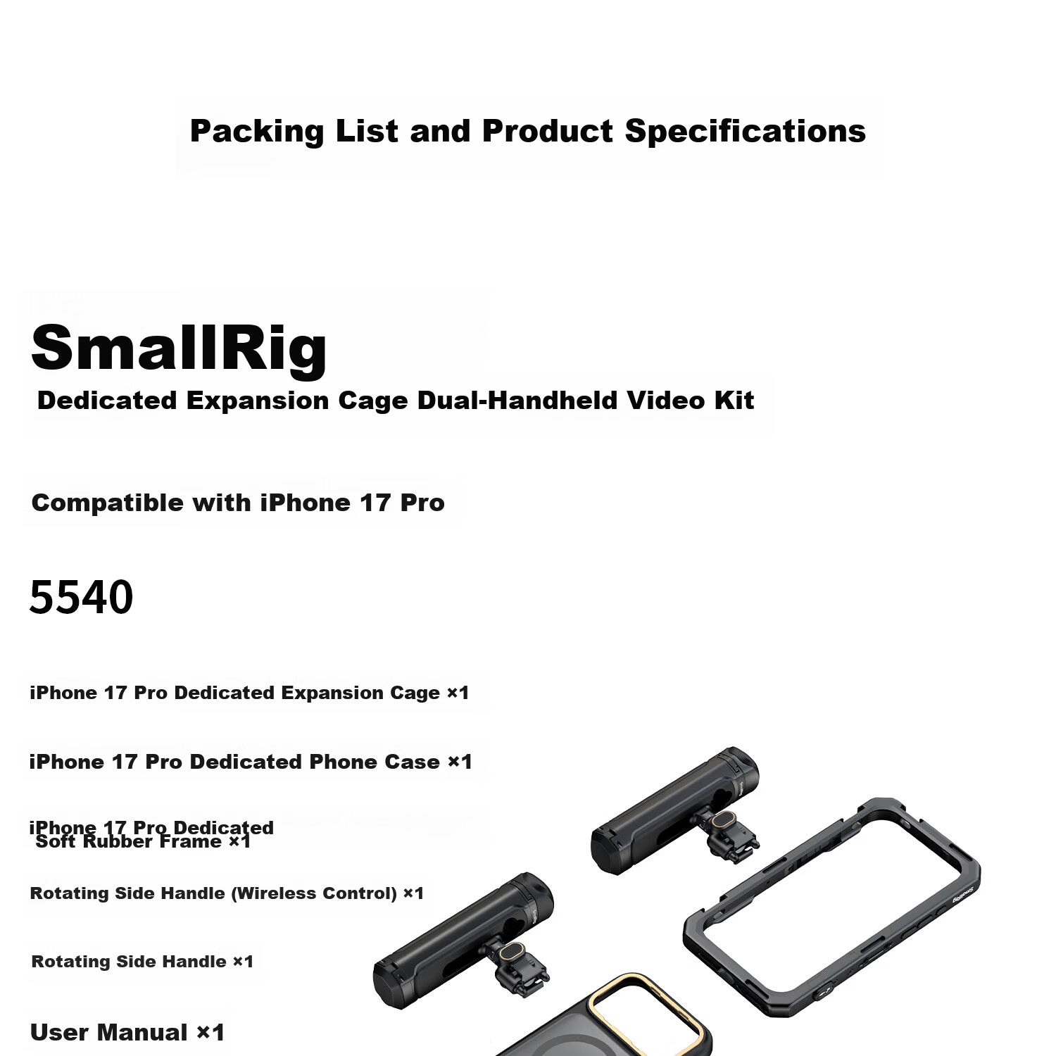 SmallRig 5542 Expansion Cage Mount Handle Bluetooth Remote for iPhone 17 Pro Max/17 Pro Series Photography Kit 17
