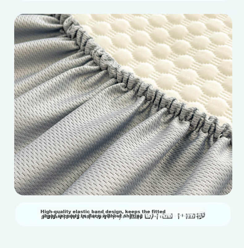 Hongdou Class A Cooling Ice Bean Fitted Sheet Three-Piece Set Summer Full Coverage Cooling Mattress Protector 1.8*2m Blue 16