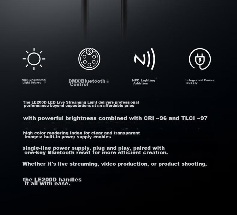 Godox LE200D LED Video Light Continuous Lighting Photography Fill Light Live Streaming Portrait Soft Light Film Light 2
