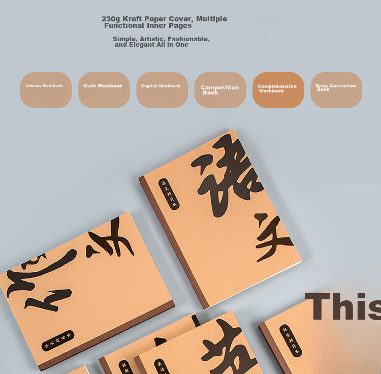 GuangBo B5 40 Sheets 80 Pages Student Subject Notebook Classroom Memo Notebook Error Correction Notebook Study Supplies Comprehensive Set of 4 FB61104 4