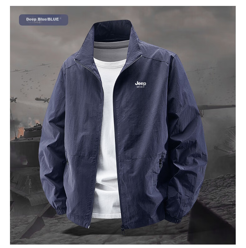 JEEP SPIRIT Men's Sun Protection Skin Jacket Summer Outdoor Sports Lightweight Jacket UV Protection Coat 14