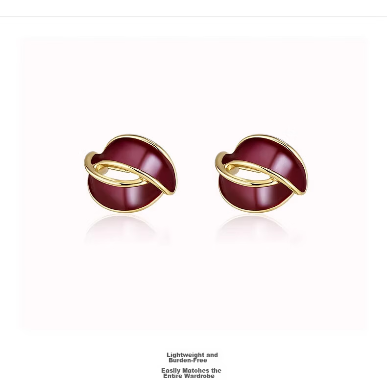 Aji Bean Earrings for Women Qi Ji Red Hong Kong Style Popular Vintage High-End Earrings Gift for Girlfriend Qixi Festival 3