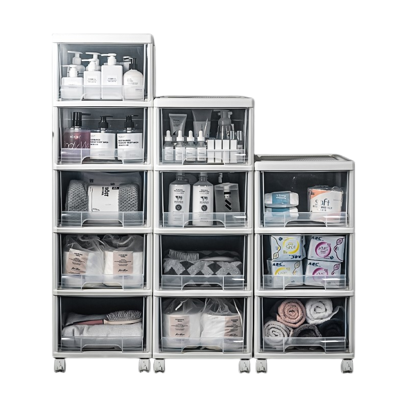 JEKO&JEKO Bathroom Storage Cabinet, Narrow Gap Shelf, 32cm Slim Storage Unit, PP Material, Moisture-Proof, Floor-Standing, Large Capacity