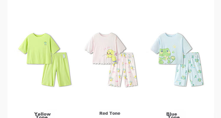 Balabala Baby Summer Pajama Set Air Conditioning Clothes Boys Girls Homewear Soft Skin-Friendly Adjustable 19