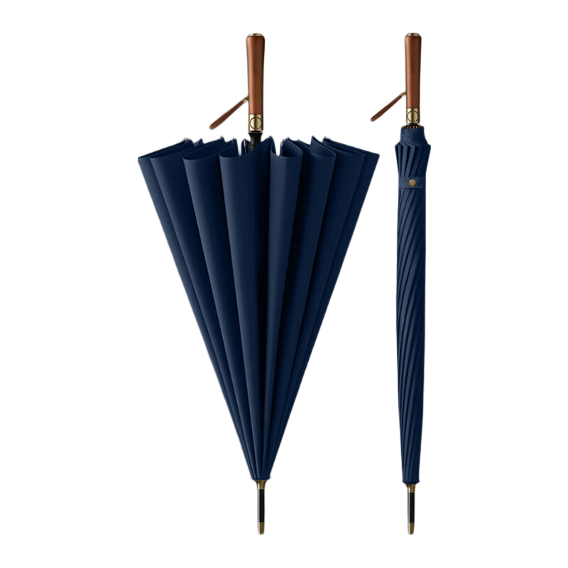 MAYDU Automatic Long-Handle Umbrella, Extra Large Size, Reinforced And Thickened, Sturdy Windproof Umbrella, Men's Business Umbrella, 16K M8001 Navy Blue