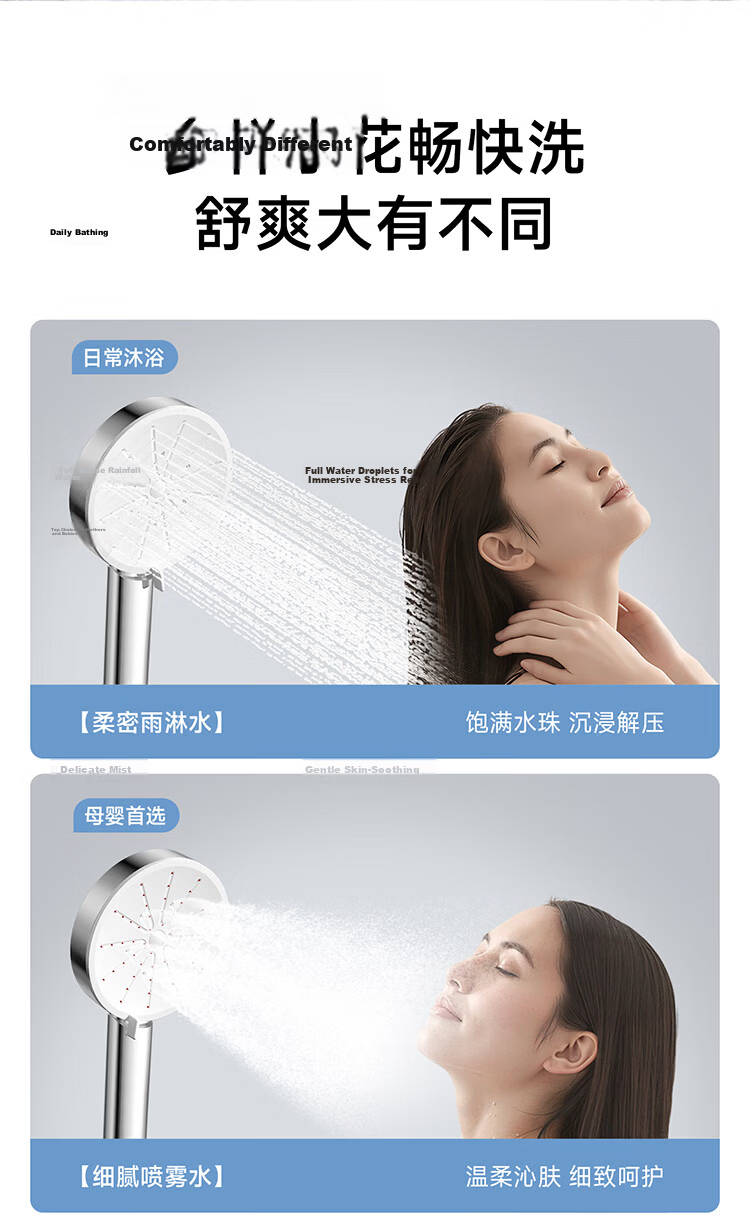 ARROW Silver Pressurized Handheld Shower Head, Home Bathroom Shower Sprayer, Single Spray Head 14