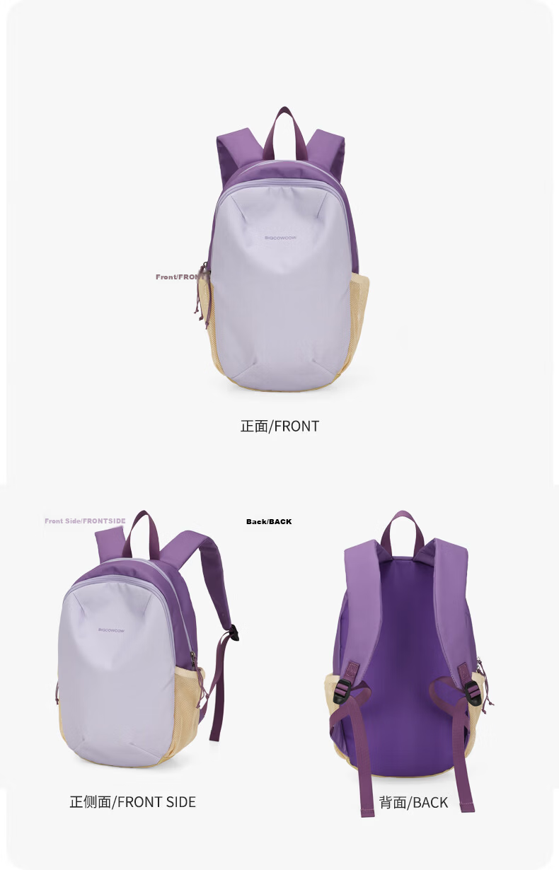 BIGCOWCOW Lightweight Backpack for Women and Men, Small School Bag, Student Travel Outdoor Small Bag, Blue and Orange Color Block 18