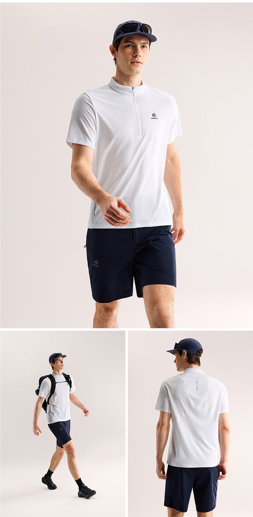 KAILAS Kailas Men's Outdoor Summer Breathable Antibacterial Moisture-Wicking Quick-Dry Half-Zip Collar T-Shirt Short Sleeve 6